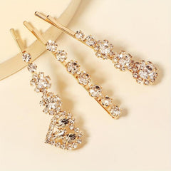 Sparkly Flower Hair Pin Rhinestone Heart Hair Clip