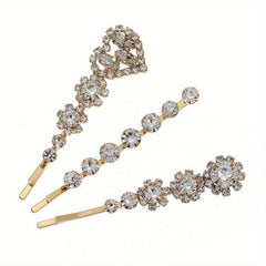 Sparkly Flower Hair Pin Rhinestone Heart Hair Clip