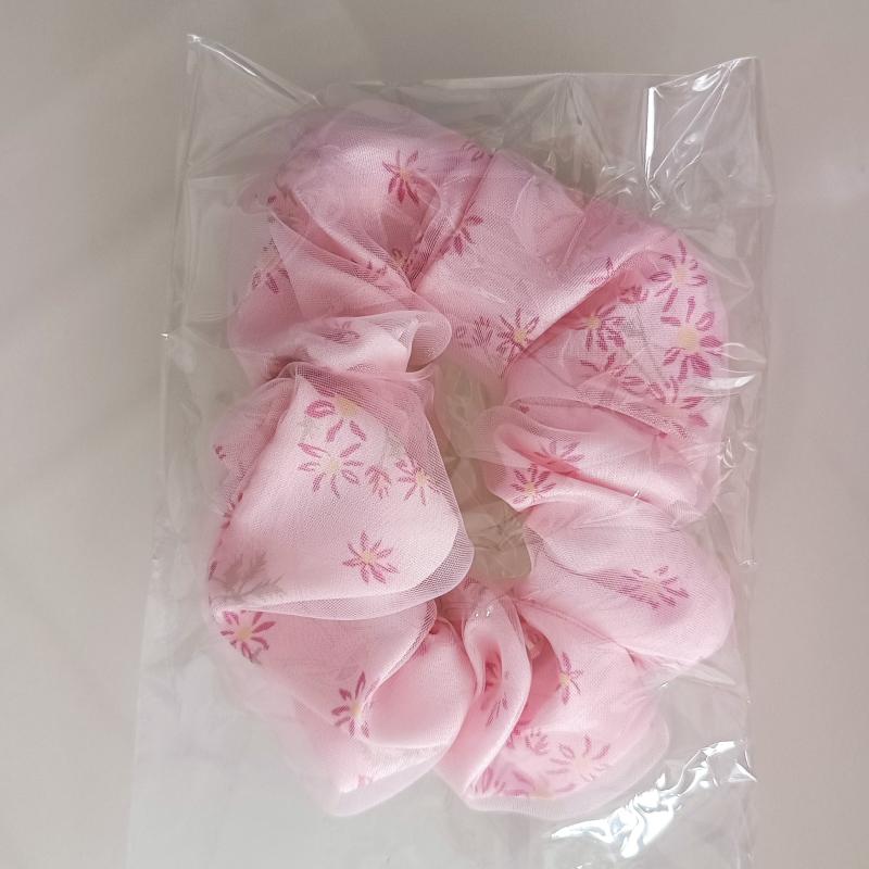 Floral Print Organza Scrunchies Hair Tie Ponytail Holder