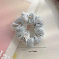 Floral Print Organza Scrunchies Hair Tie Ponytail Holder