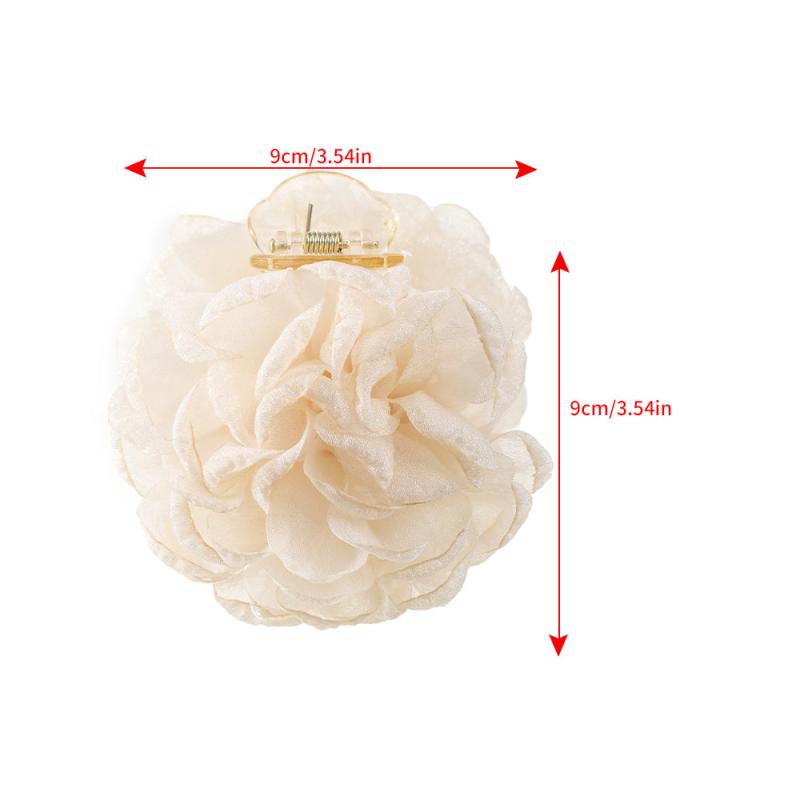Large Fabric Flower Duck Billed Clip Ponytail Holder Nonslip Hair Claw