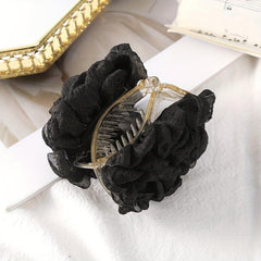 Large Fabric Flower Duck Billed Clip Ponytail Holder Nonslip Hair Claw