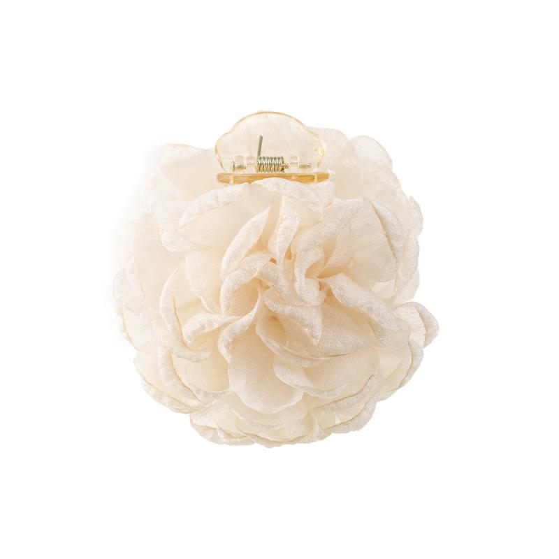 Large Fabric Flower Duck Billed Clip Ponytail Holder Nonslip Hair Claw