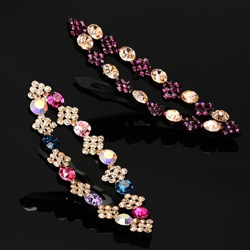 Vintage Rhinestone Snap Clip Metal Hair Clip