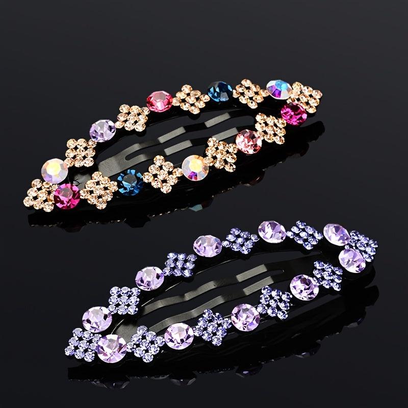 Vintage Rhinestone Snap Clip Metal Hair Clip