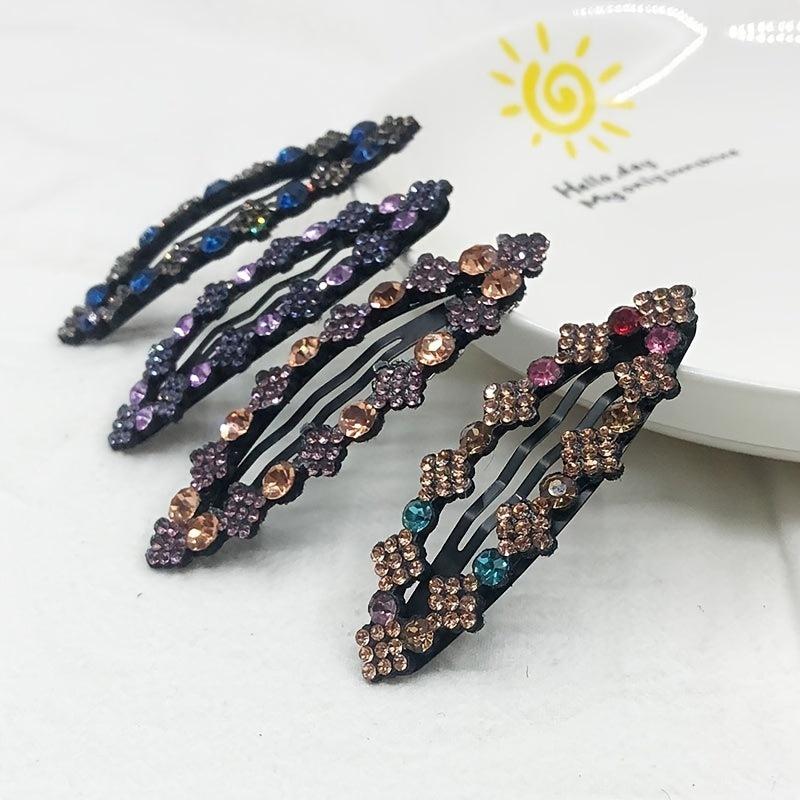 Vintage Rhinestone Snap Clip Metal Hair Clip