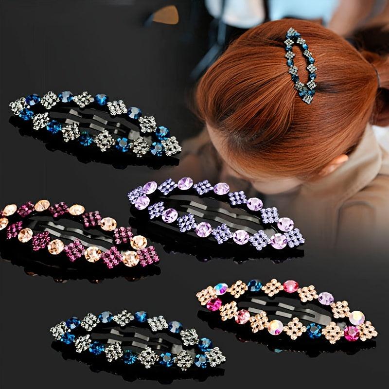 Vintage Rhinestone Snap Clip Metal Hair Clip