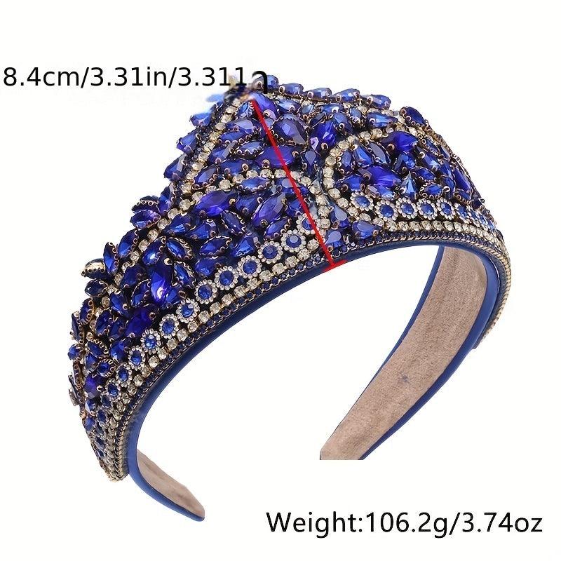 Baroque Rhinestone Tiara Crown Wide Headband Glitter Headdress Hair Accessories