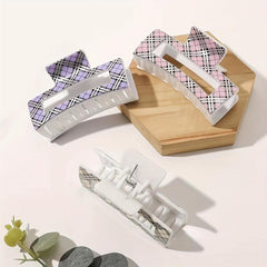 3pcs Plaid Hair Claw Ponytail Holder Hair Claw Clip
