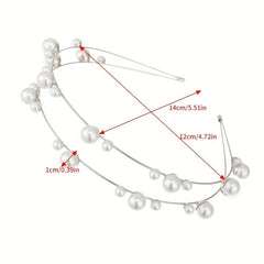 Metal Hair Band Faux Pearl Bridal Headband