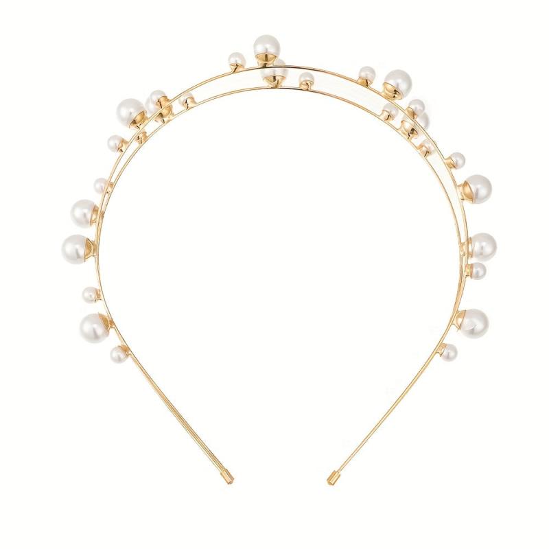 Metal Hair Band Faux Pearl Bridal Headband