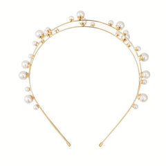 Metal Hair Band Faux Pearl Bridal Headband
