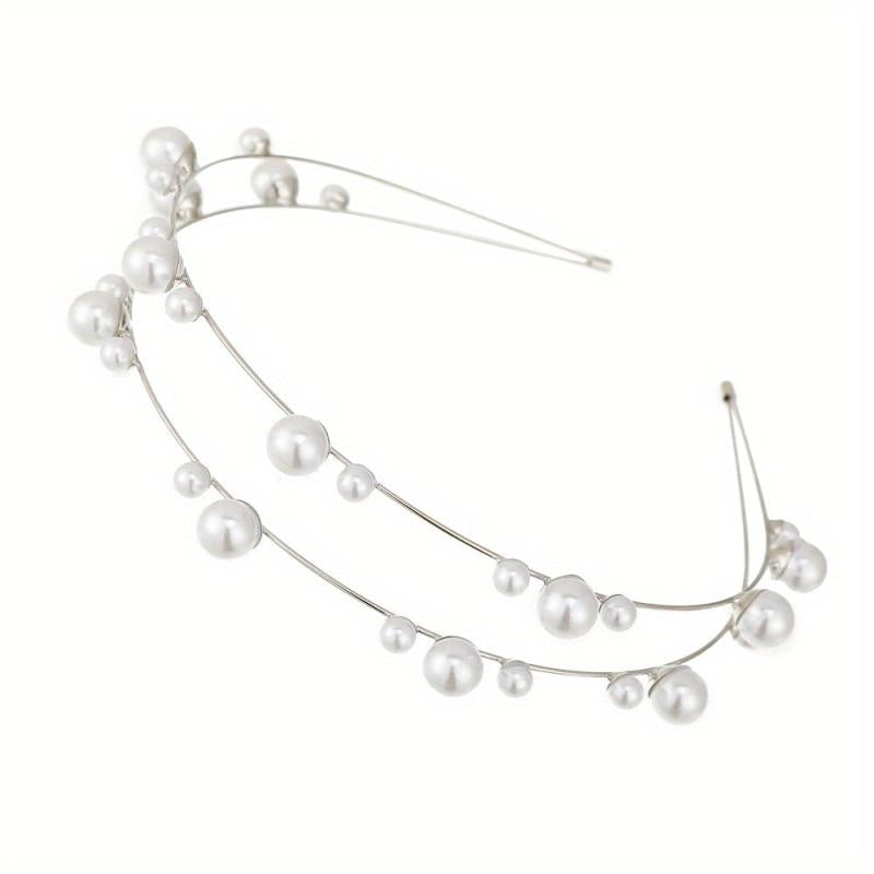 Metal Hair Band Faux Pearl Bridal Headband