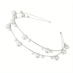Metal Hair Band Faux Pearl Bridal Headband