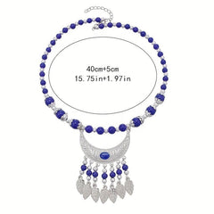 Boho Beaded Head Piece Moon Tassel Necklace Hair Band