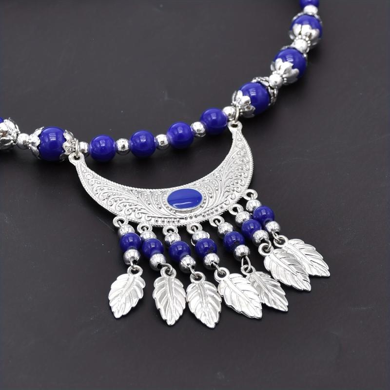 Boho Beaded Head Piece Moon Tassel Necklace Hair Band