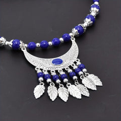 Boho Beaded Head Piece Moon Tassel Necklace Hair Band