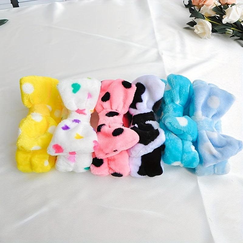 Coral Fleece Headband Bowknot Hair Band for Skincare