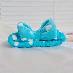 Coral Fleece Headband Bowknot Hair Band for Skincare