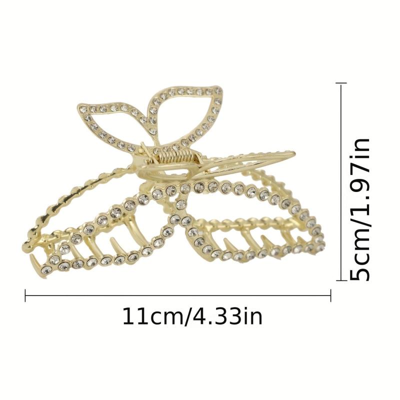 Alloy Butterfly Hair Claw Rhinestone Ponytail Holder