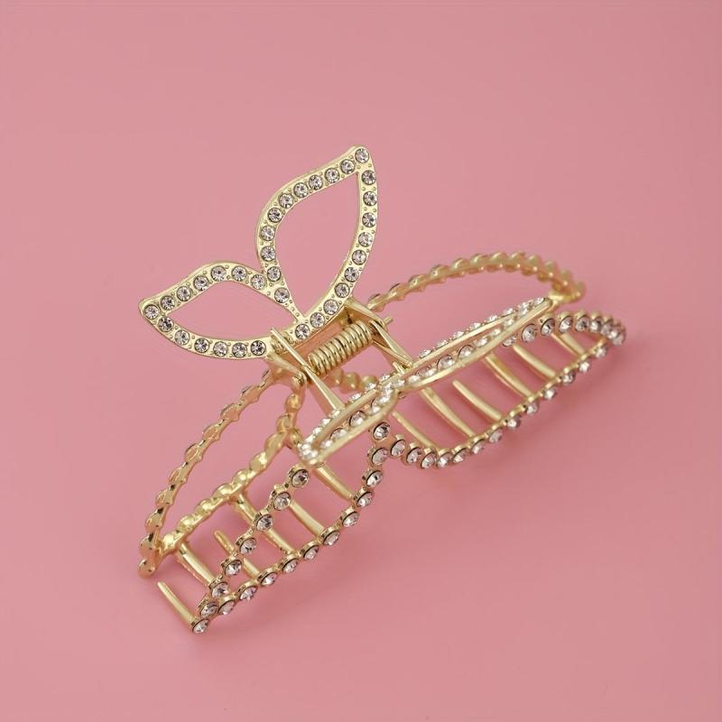 Alloy Butterfly Hair Claw Rhinestone Ponytail Holder
