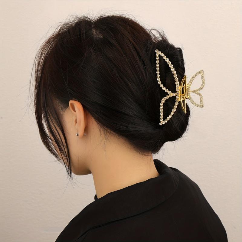Alloy Butterfly Hair Claw Rhinestone Ponytail Holder