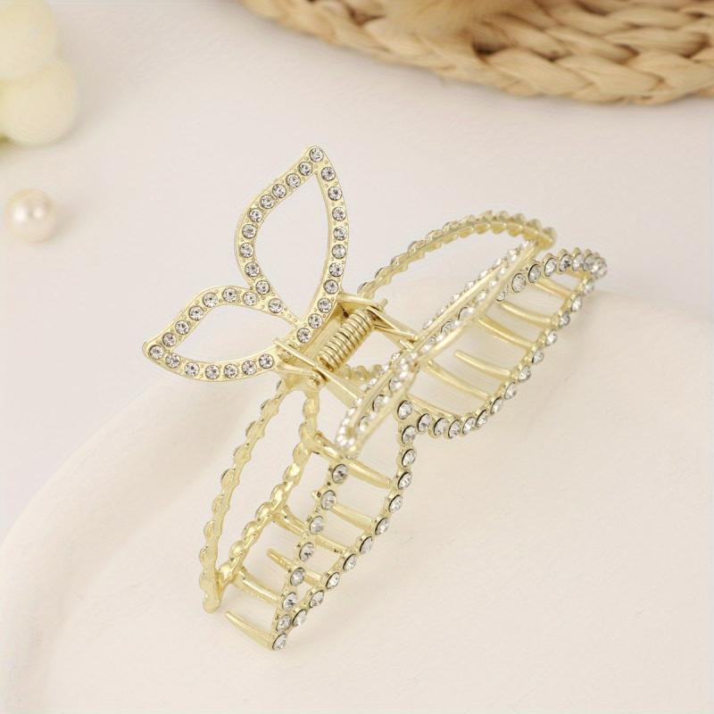 Alloy Butterfly Hair Claw Rhinestone Ponytail Holder