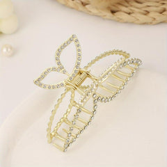 Alloy Butterfly Hair Claw Rhinestone Ponytail Holder