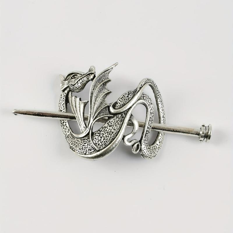 Vintage Dragon Hair Slide With Stick Alloy Headwear Non Slip Hair Accessory