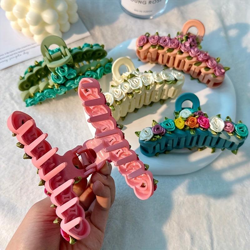 Colorful Flower Hair Claw Clip for Women Girls