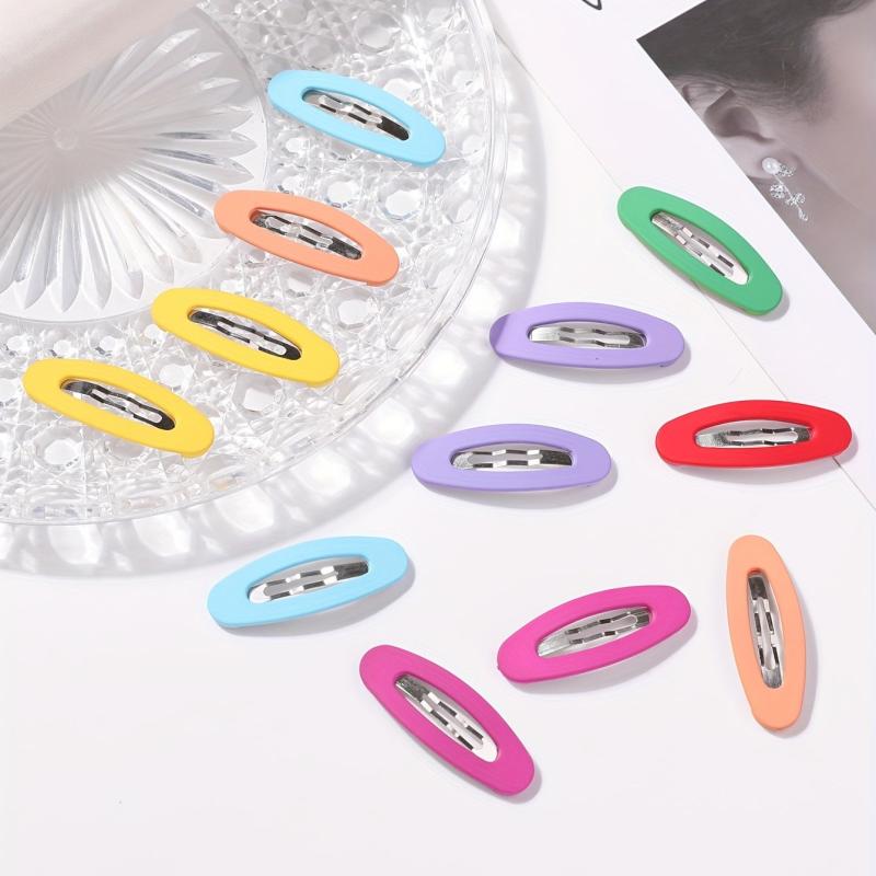 12pcs Hollow Ellipse Snap Shape Cany Hair Clip for Girls