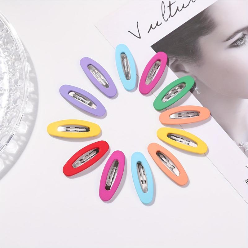 12pcs Hollow Ellipse Snap Shape Cany Hair Clip for Girls
