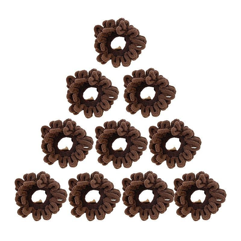 10 Pcs Seamless Thick Ponytail Plush Hair Tie for Women Vintage Hair Accessories