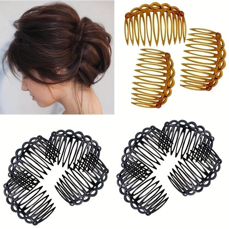 2pcs Retro Style Hair Comb Pin For Bun Side Hair Bang