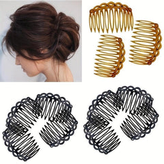 2pcs Retro Style Hair Comb Pin For Bun Side Hair Bang