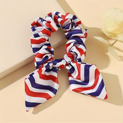 American Flag Striped Scrunchies Hair Tie Patriotic Ponytail Holder