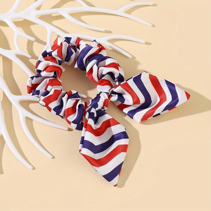 American Flag Striped Scrunchies Hair Tie Patriotic Ponytail Holder