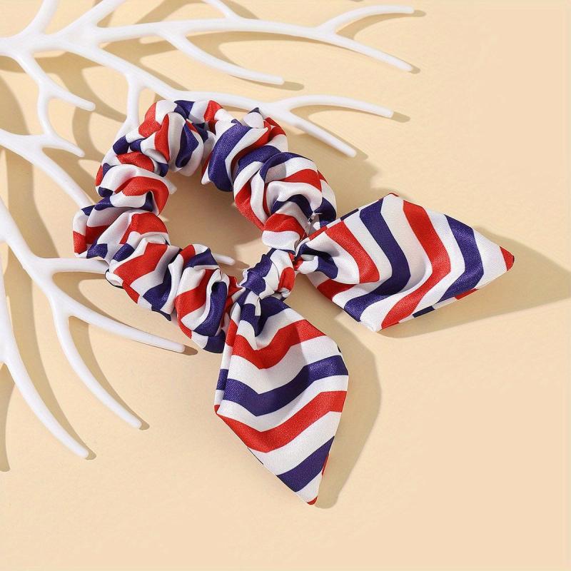 American Flag Striped Scrunchies Hair Tie Patriotic Ponytail Holder