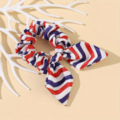 American Flag Striped Scrunchies Hair Tie Patriotic Ponytail Holder