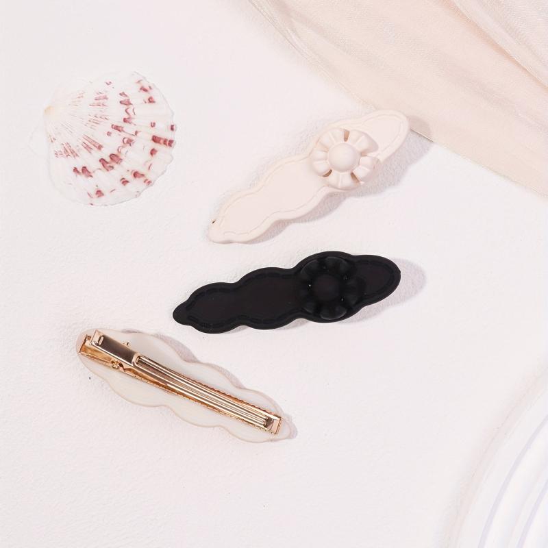 3pcs Wavy Hair Clip Flower Decor Duck Billed Clip