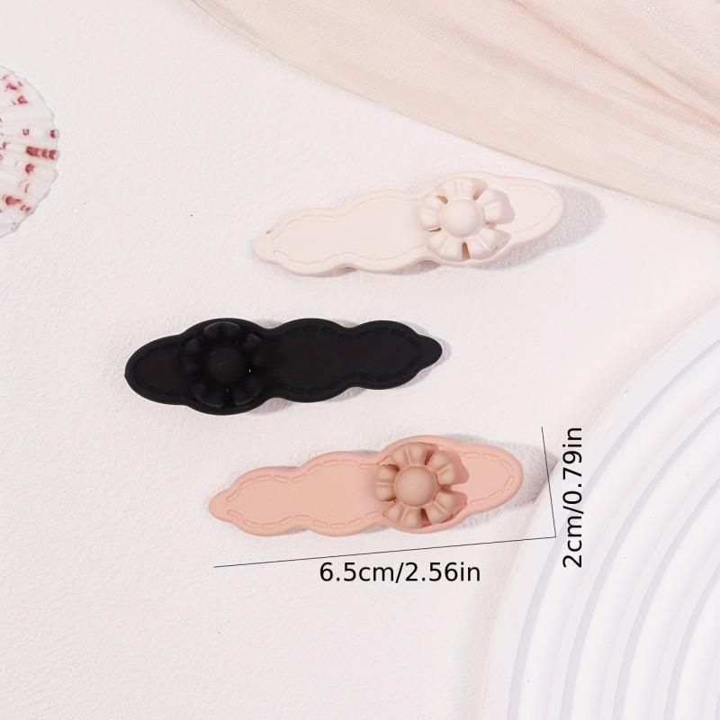 3pcs Wavy Hair Clip Flower Decor Duck Billed Clip