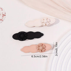 3pcs Wavy Hair Clip Flower Decor Duck Billed Clip