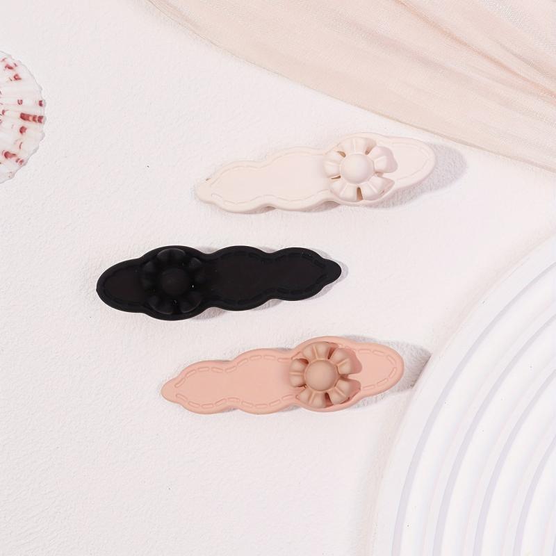 3pcs Wavy Hair Clip Flower Decor Duck Billed Clip