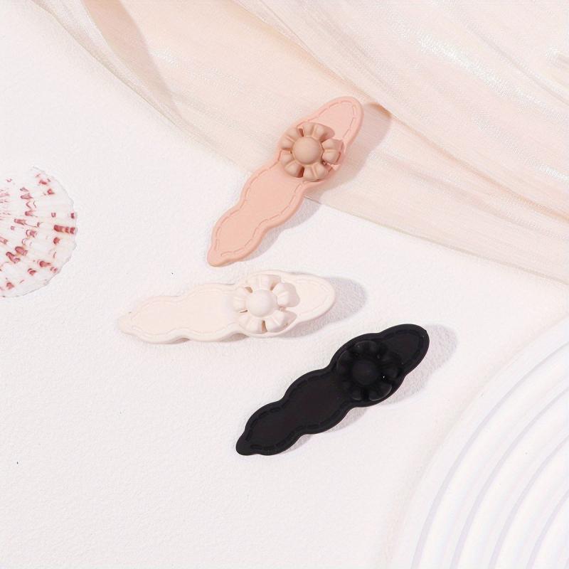3pcs Wavy Hair Clip Flower Decor Duck Billed Clip