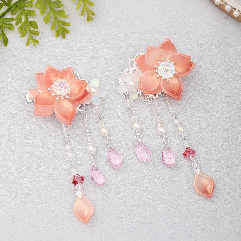 Chinese Tassel Flower Hair Clips Hanfu Hair Accessories 1pair