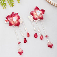 Chinese Tassel Flower Hair Clips Hanfu Hair Accessories 1pair