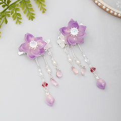 Chinese Tassel Flower Hair Clips Hanfu Hair Accessories 1pair