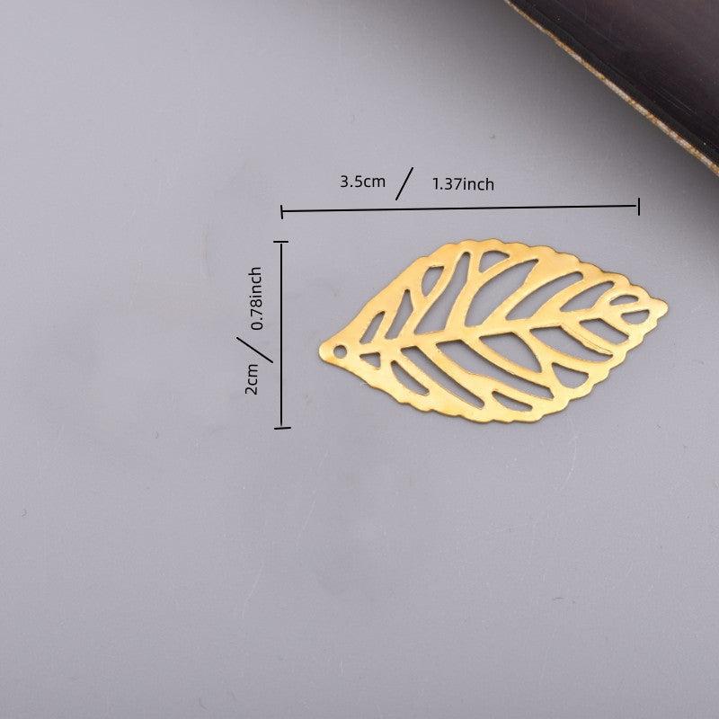 Gold Leaf Brushed Brass Charm Pendant for Jewelry Making