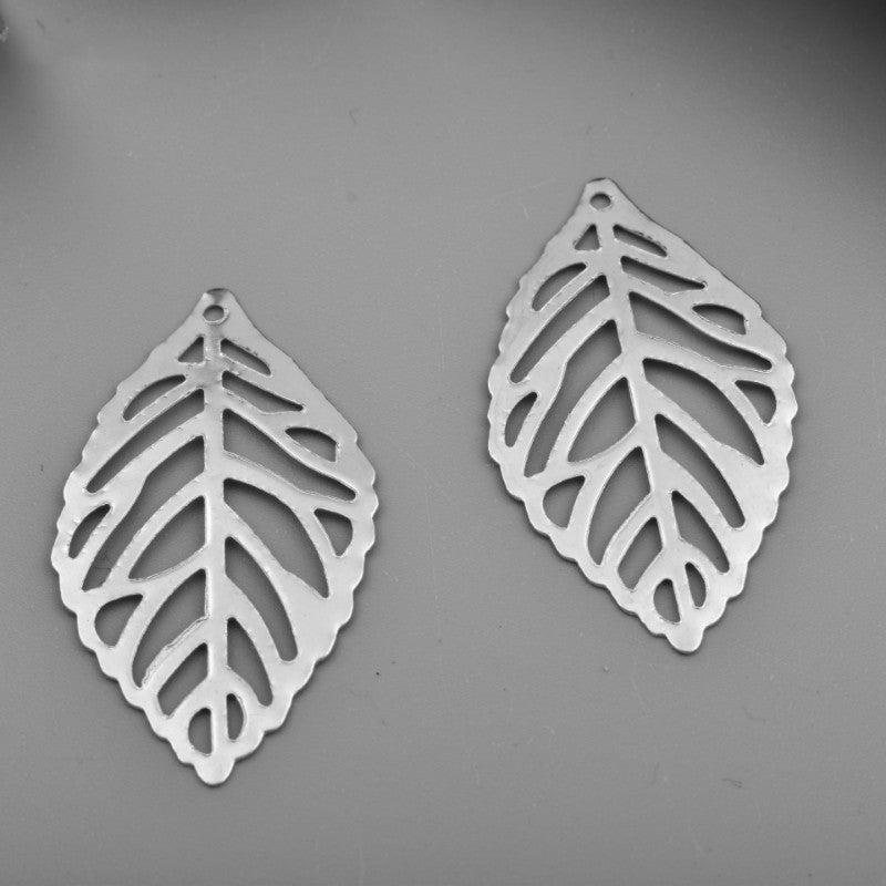 Gold Leaf Brushed Brass Charm Pendant for Jewelry Making