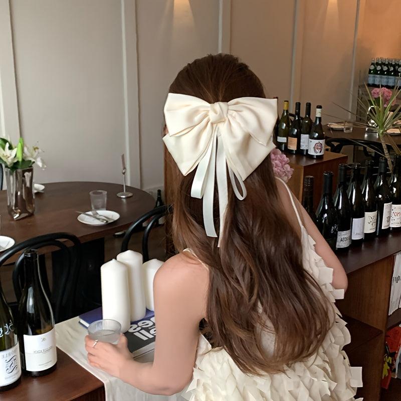 Bowknot Ribbon Hair Clip Back Head Hair Accessory for Women